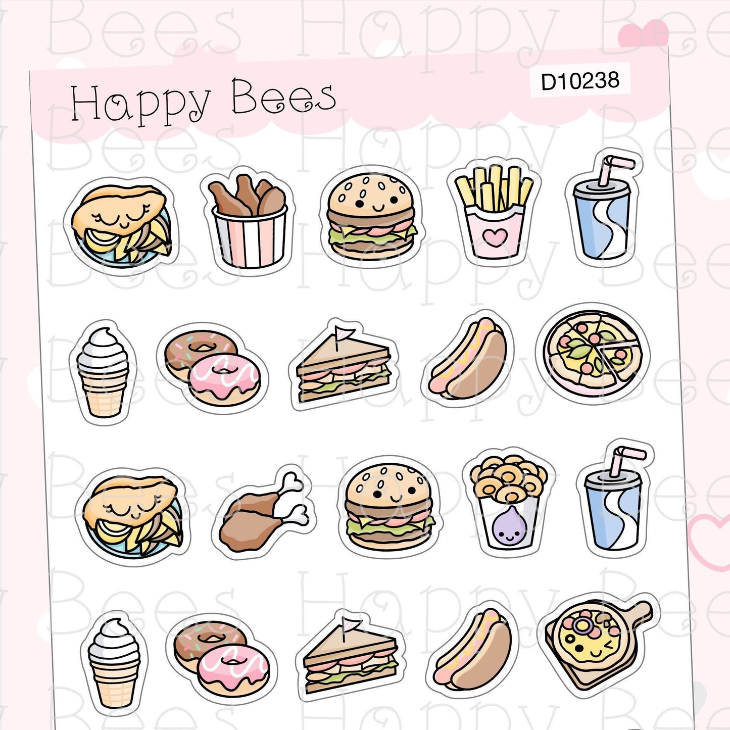 Fast Food Doodles - Cute Takeout Planner Stickers D10238