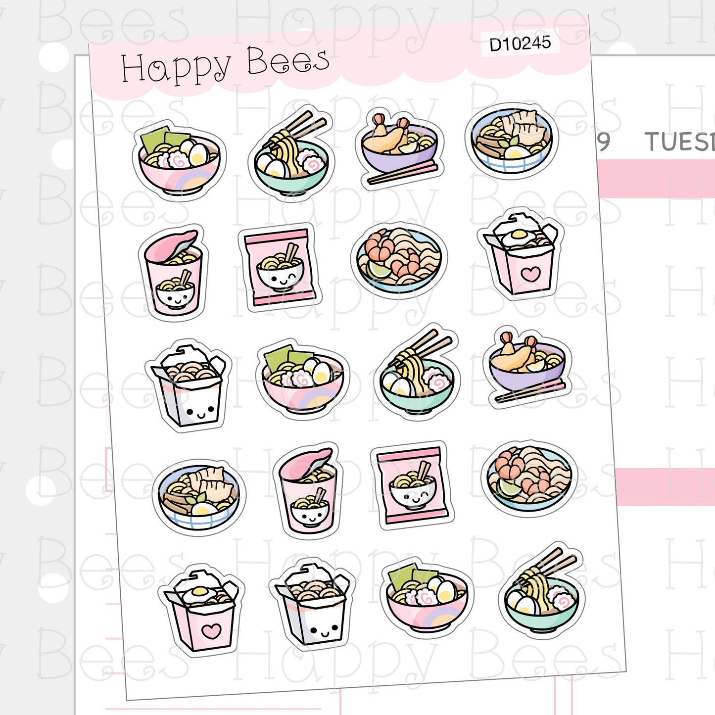 Noodles Doodles - Cute Takeout Ramen Planner Stickers D10245