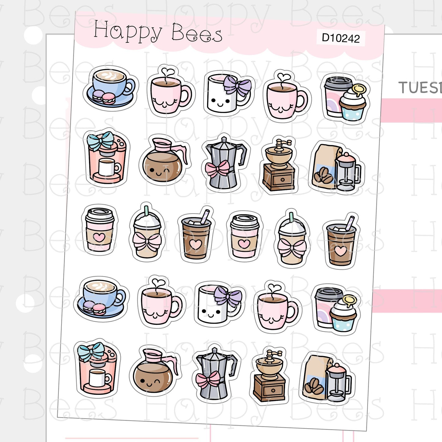 Coffee Doodles - Cute Mug Machine Drinks Planner Stickers D10242