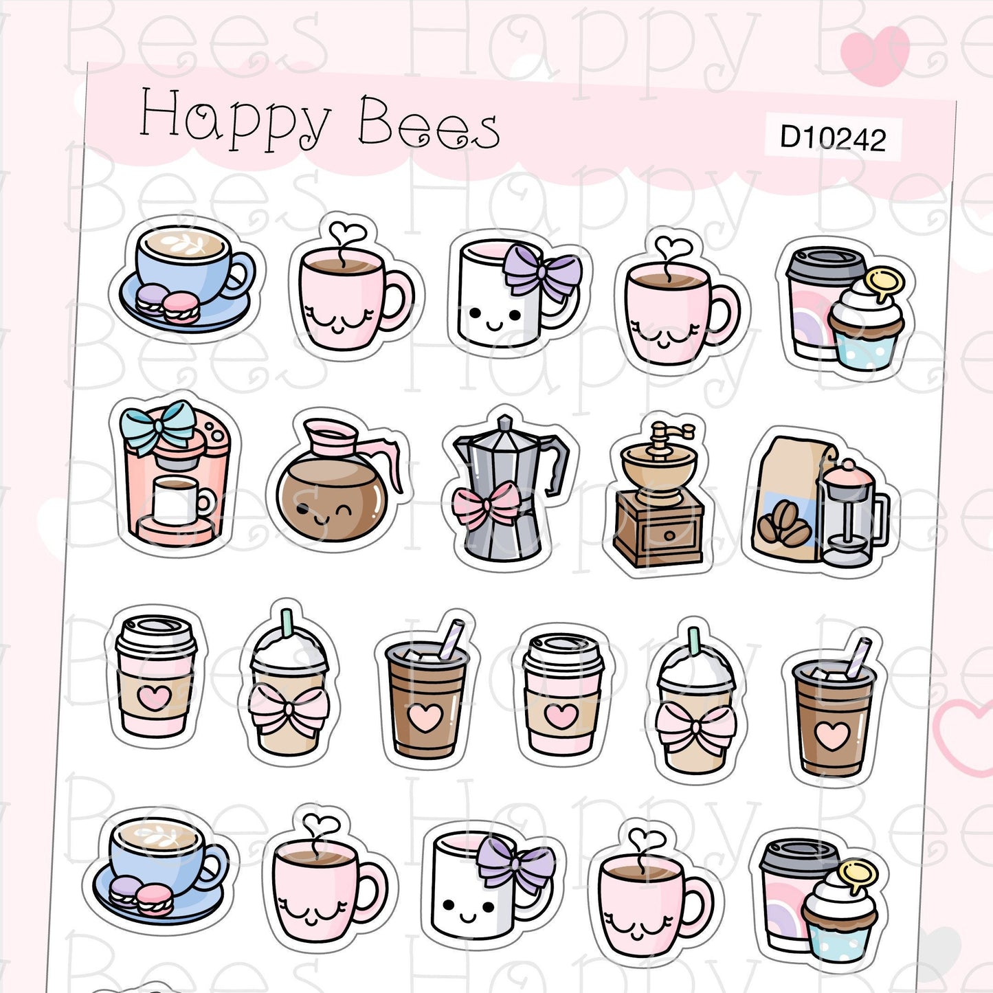 Coffee Doodles - Cute Mug Machine Drinks Planner Stickers D10242