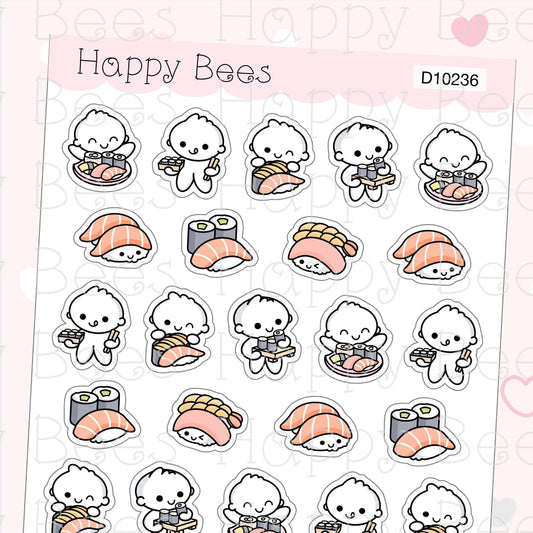 Sushi Doodles - Cute Asian Food Takeout Planner Stickers D10236