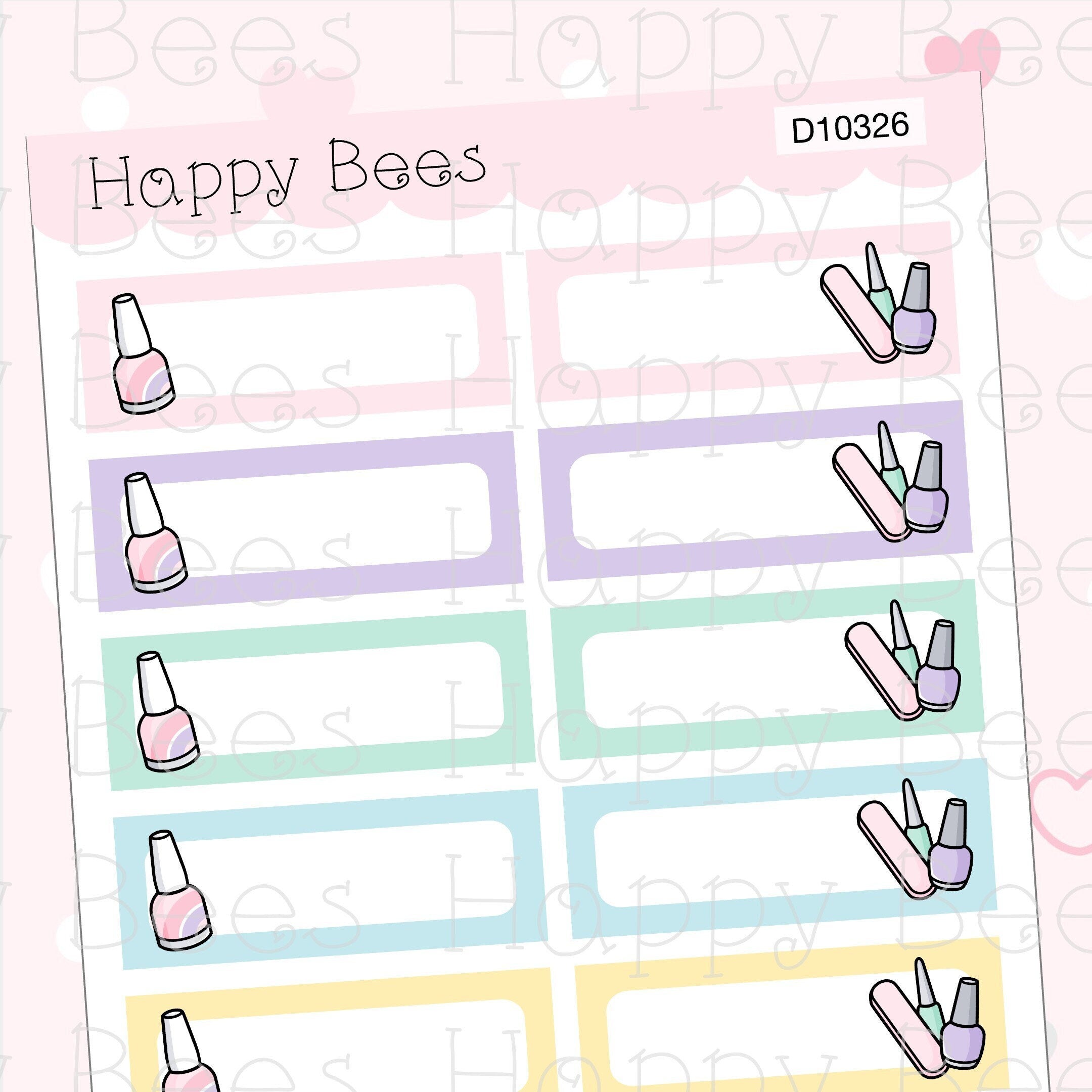 Nail Appointment Boxes - Cute Doodles Beauty Planner Stickers D10326
