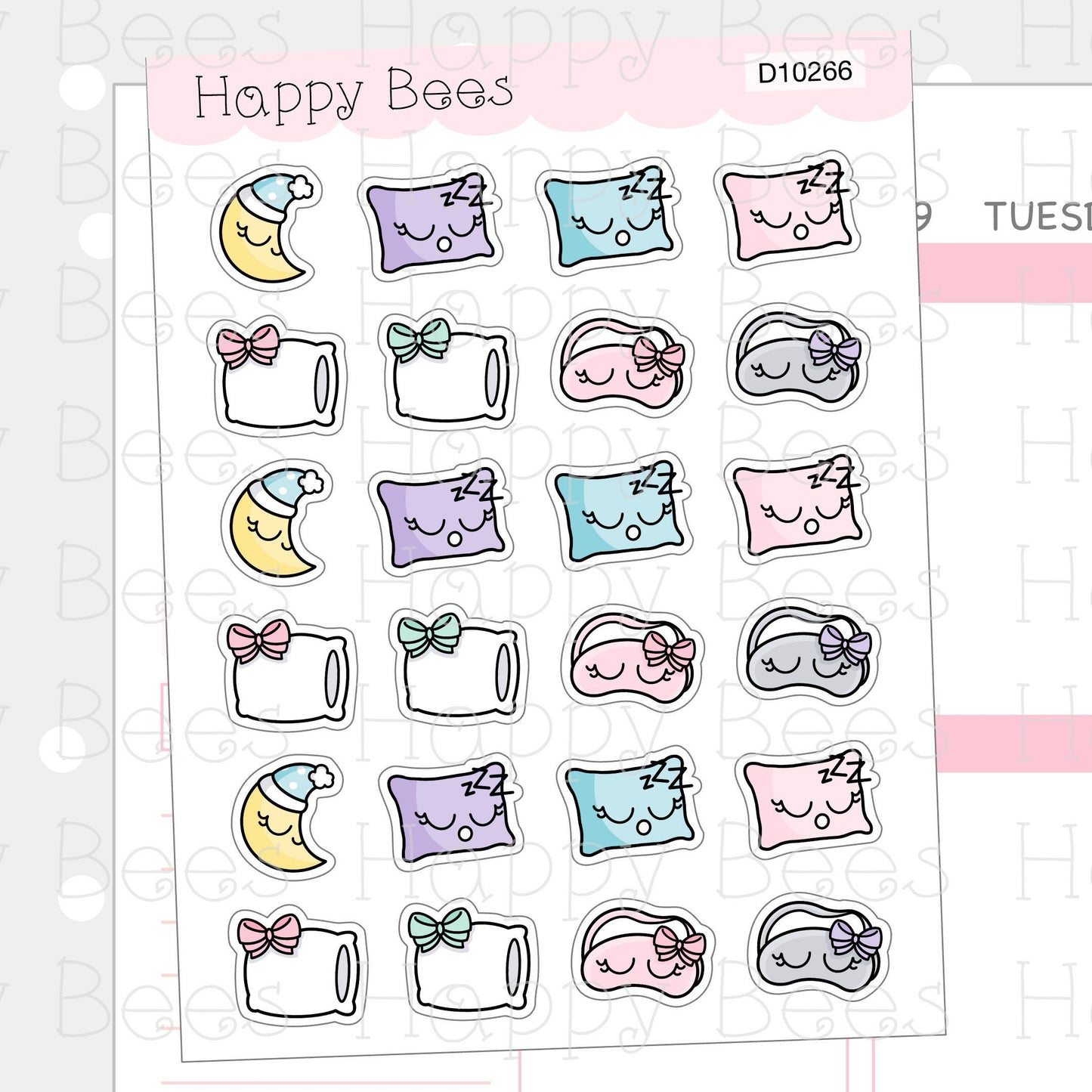 Sleep Doodles - Cute Pillows Day Off Planner Stickers D10266