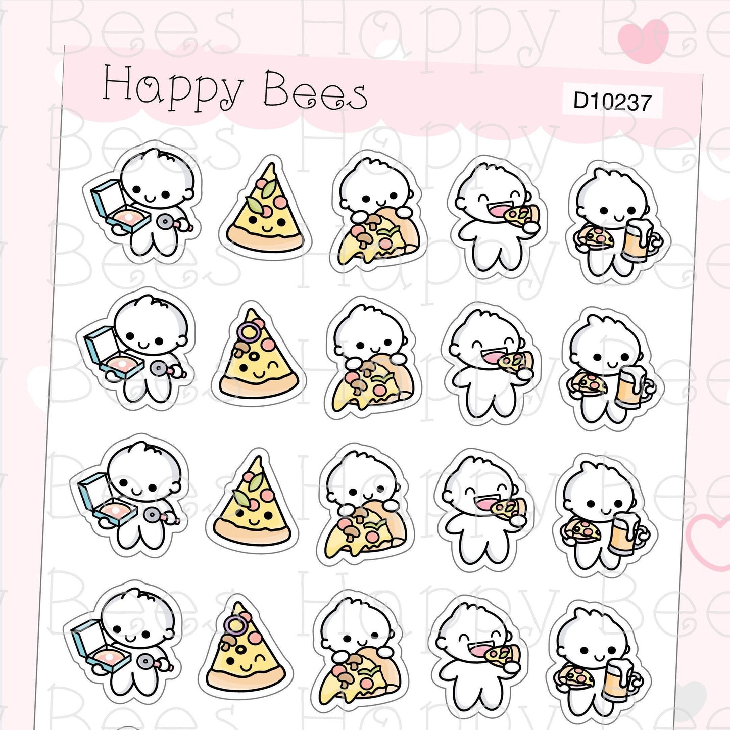 Pizza Night Doodles - Cute Food Takeout Planner Stickers D10237