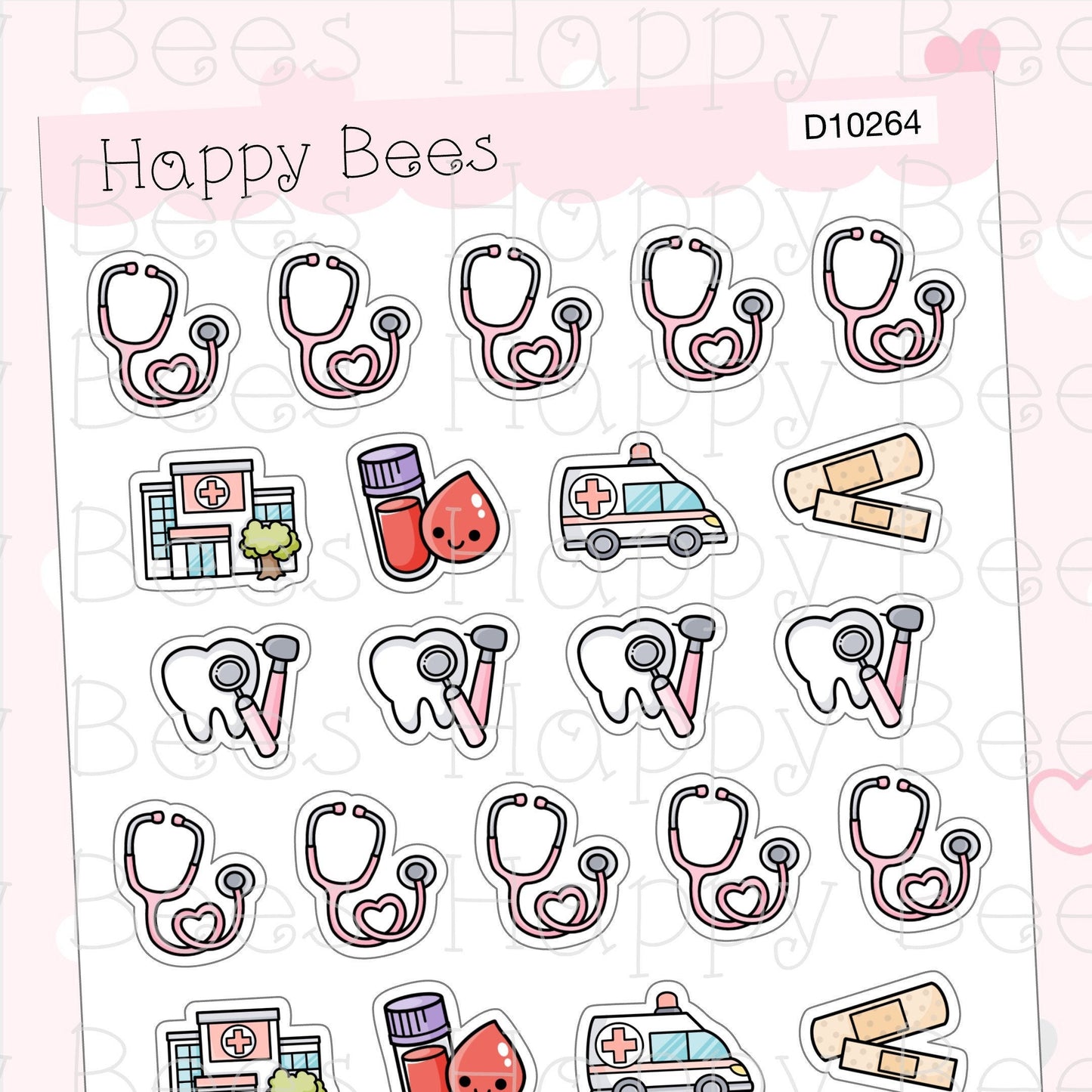 Medical Doodles - Cute Doctor Dentist Sick Planner Stickers D10264