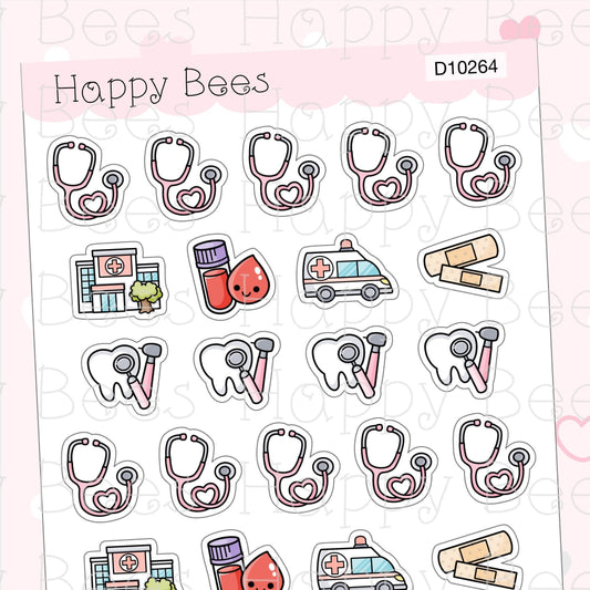 Medical Doodles - Cute Doctor Dentist Sick Planner Stickers D10264