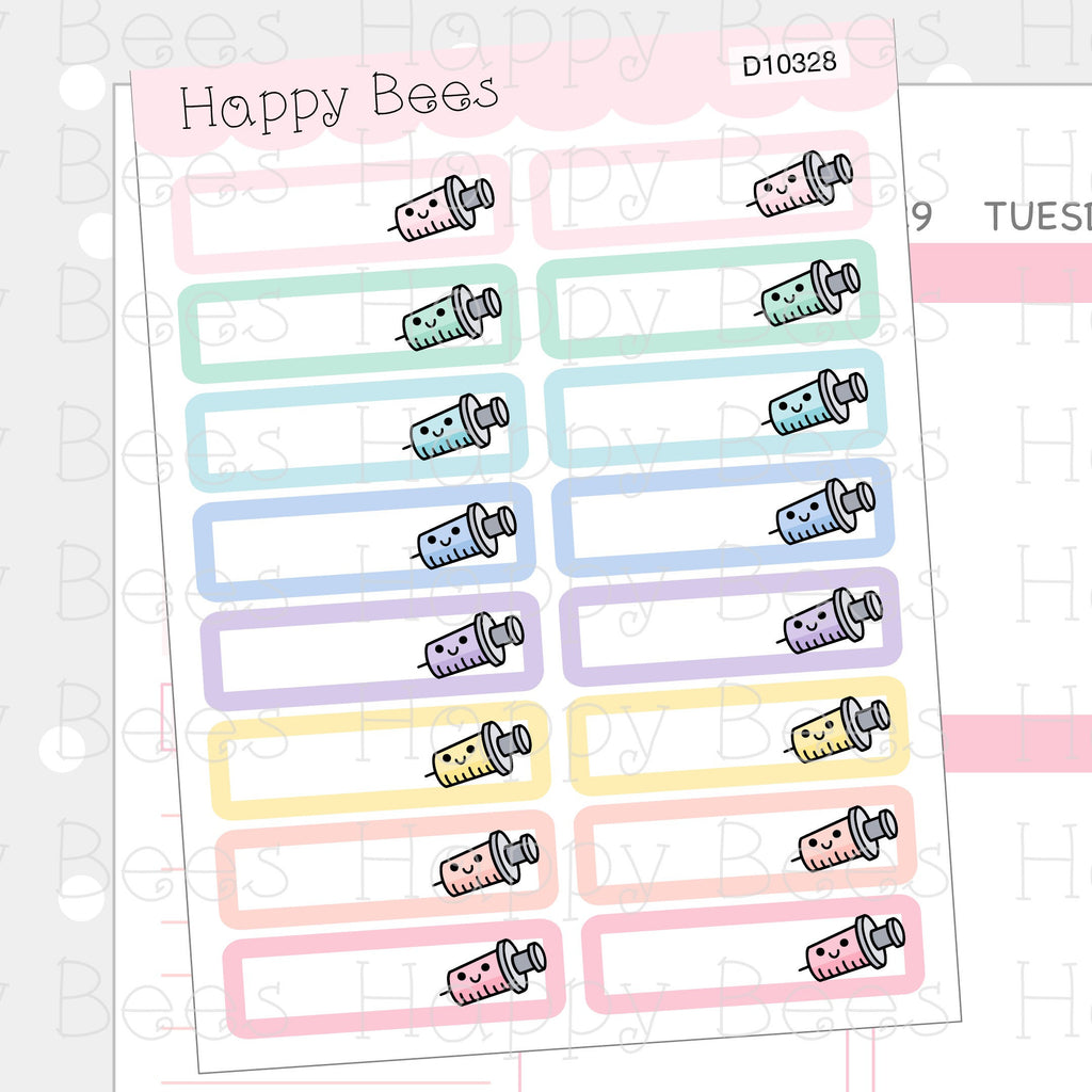 Injection Appointment Boxes - Cute Vaccination Doodles Planner Stickers D10328