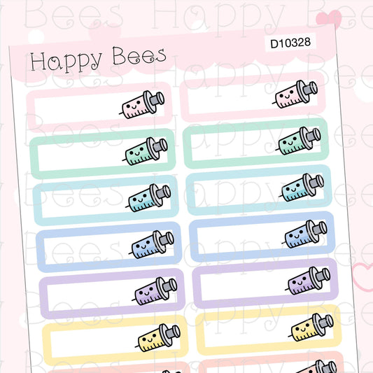 Injection Appointment Boxes - Cute Vaccination Doodles Planner Stickers D10328