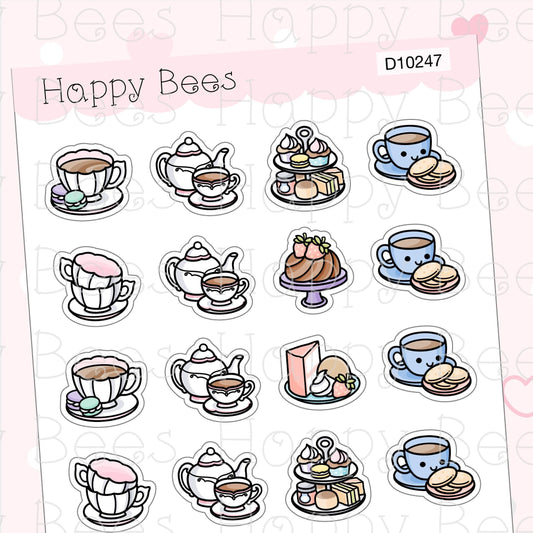 Afternoon Tea Doodles - Cute Food Tea Time Planner Stickers D10247