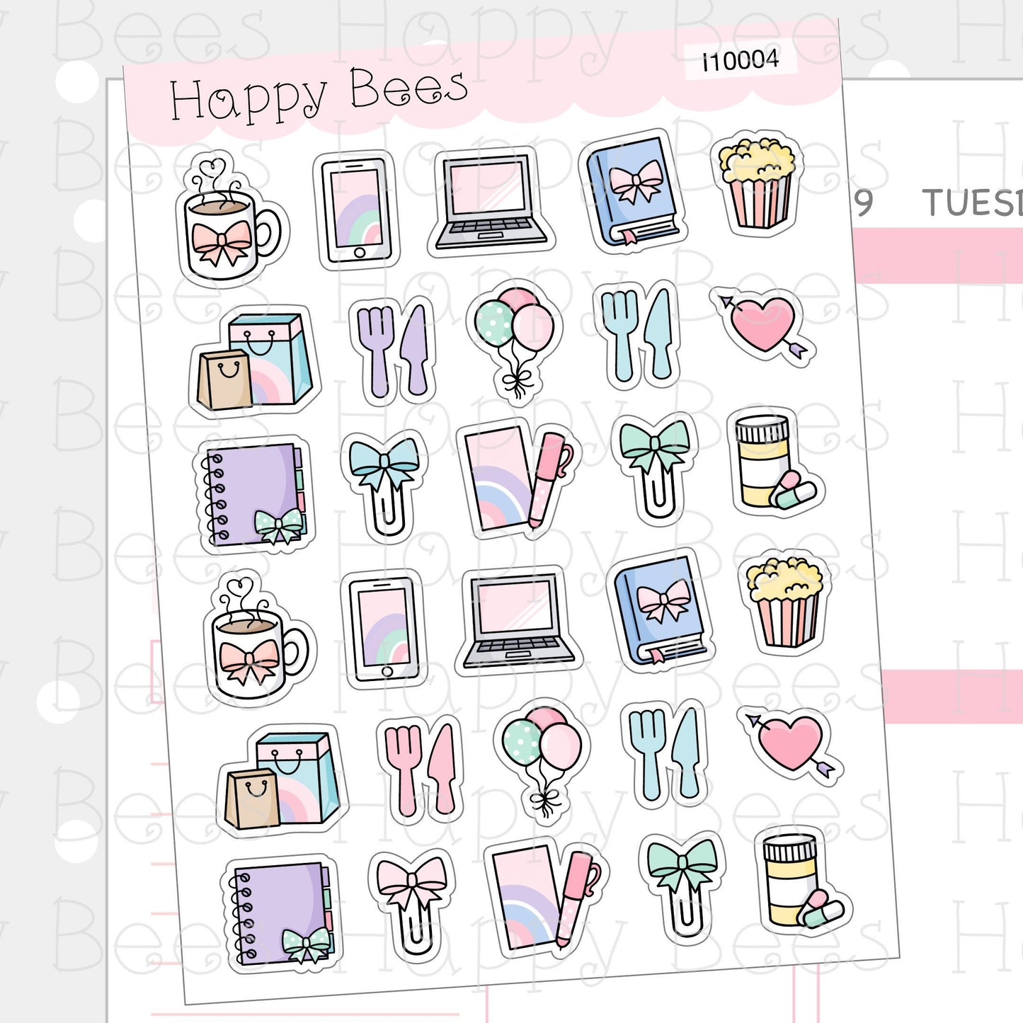 Everyday Icons Vol.2 - Functional Cute Doodles Planner Stickers I10004