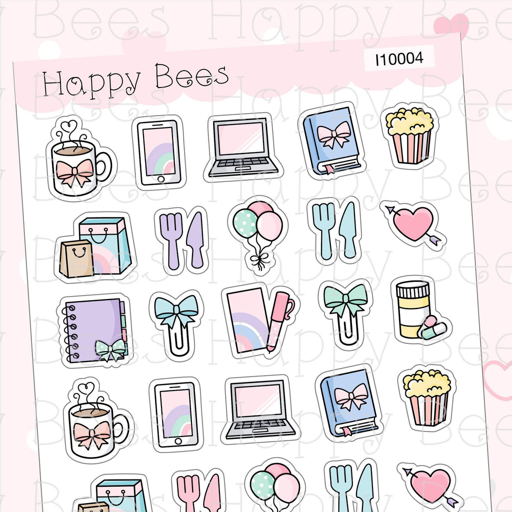 Everyday Icons Vol.2 - Functional Cute Doodles Planner Stickers I10004
