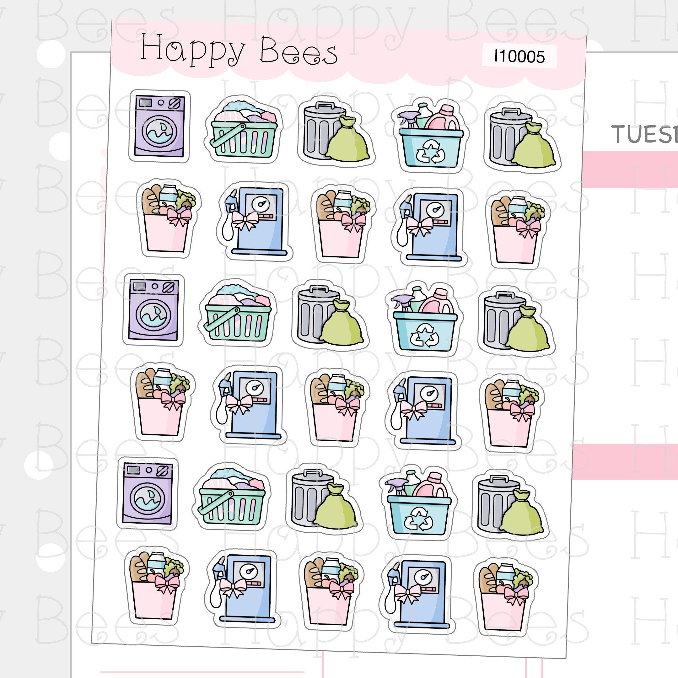 Chores Icons Vol.2 - Functional Cute Doodles Planner Stickers I10005
