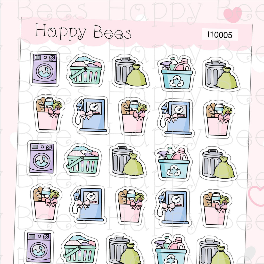 Chores Icons Vol.2 - Functional Cute Doodles Planner Stickers I10005