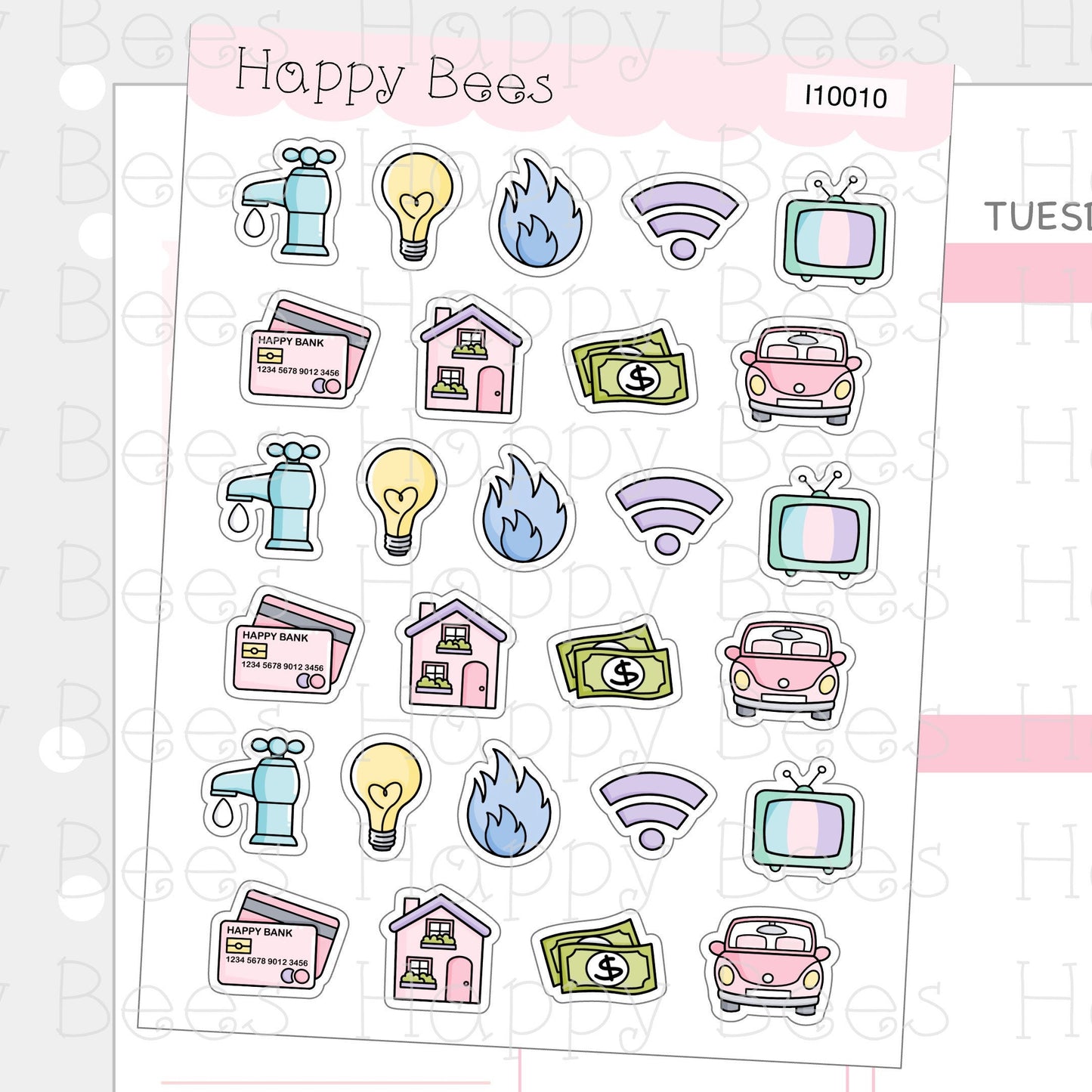 Bill Due Icons Vol.2 - Functional Cute Doodles Planner Stickers I10010