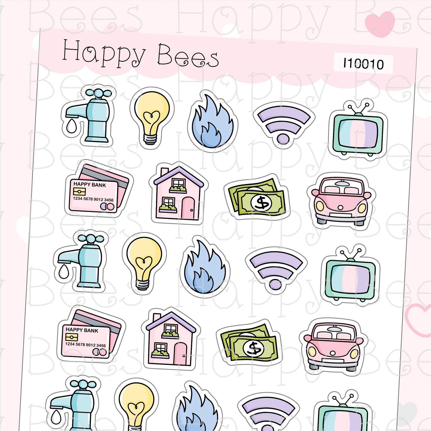 Bill Due Icons Vol.2 - Functional Cute Doodles Planner Stickers I10010