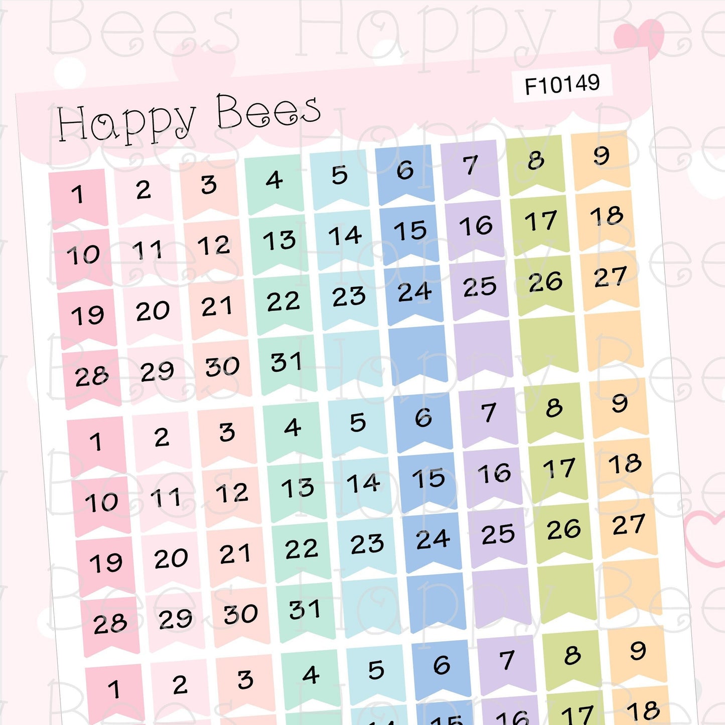 Mini Monthly Date Flags - Functional Cute Planner Stickers F10149