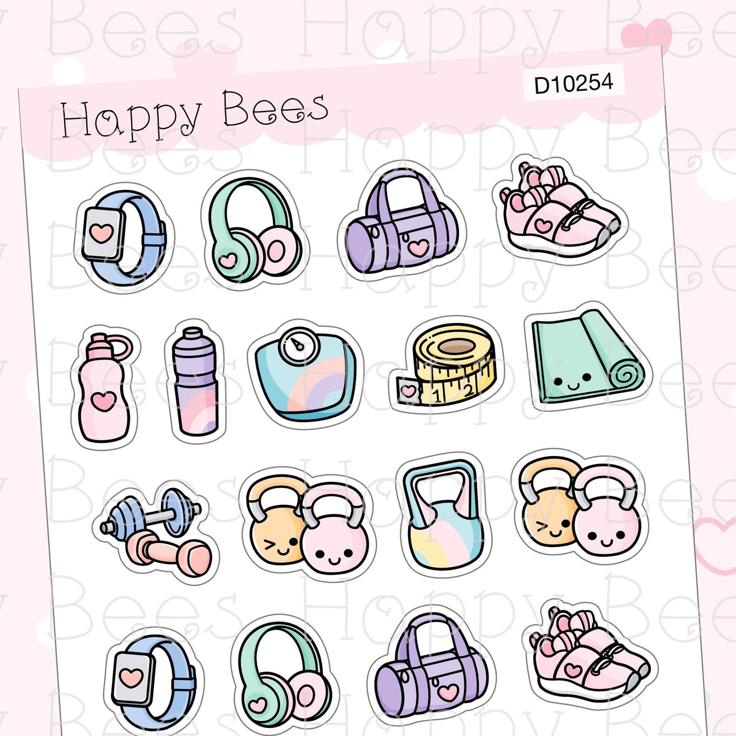 Fitness Doodles - Cute Gym Health Sport Exercise Planner Stickers D10254