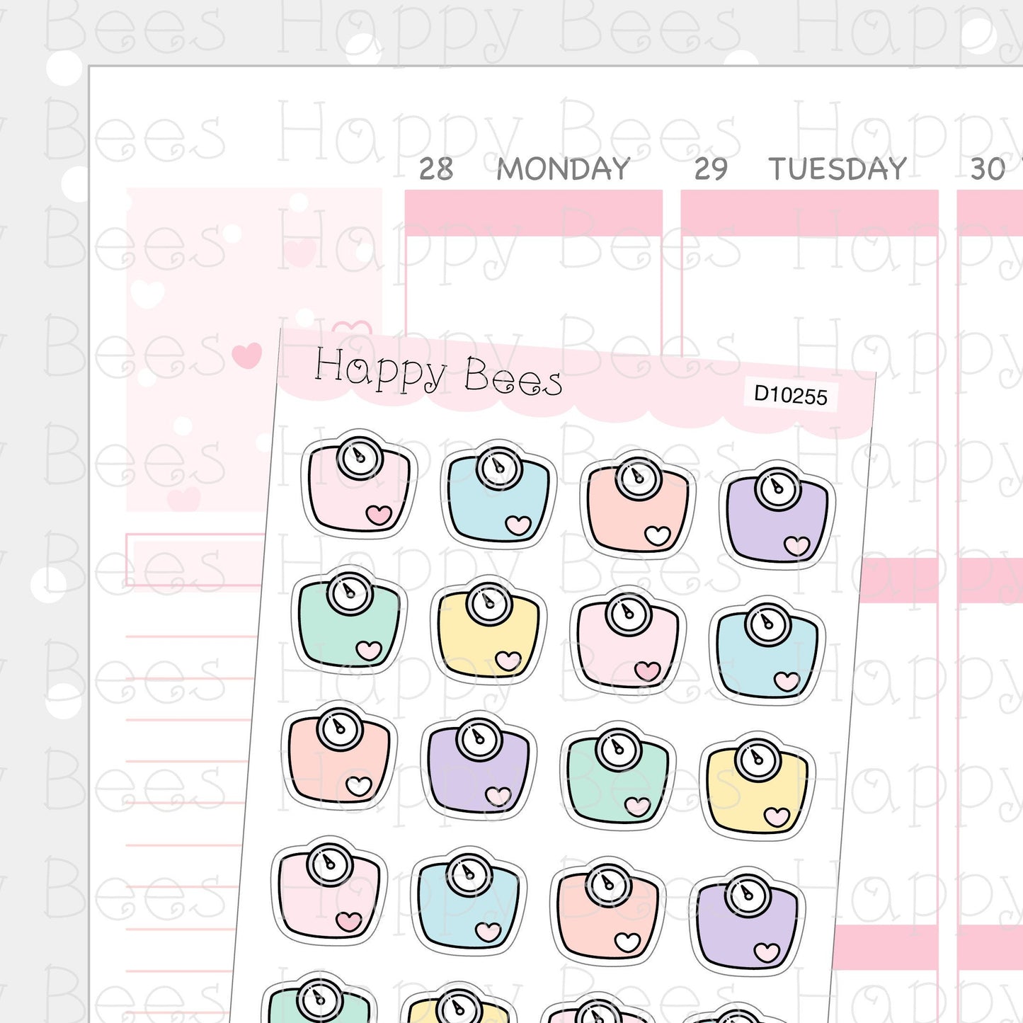 Weight Tracker Write In Doodles - Cute Health Fitness Functional Planner Stickers D10255
