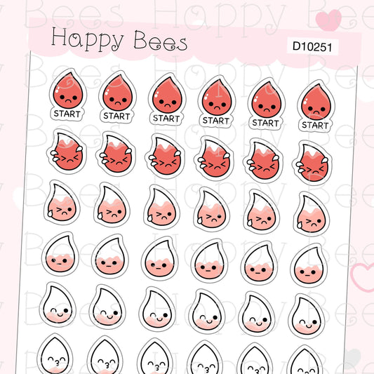 Period Trackers - Cute Doodles Planner Stickers D10251