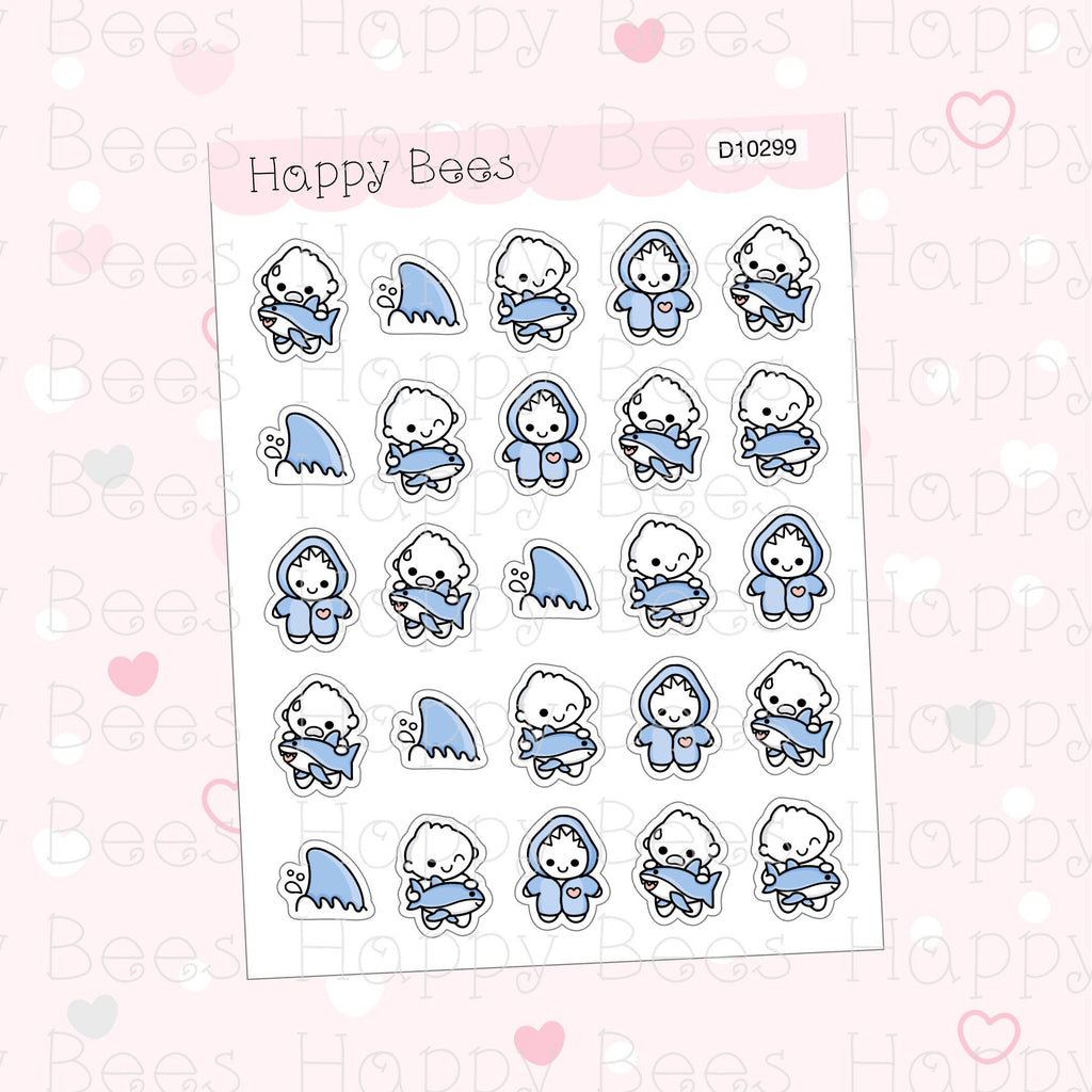 Shark Doodles - Cute Period Shark Week Planner Stickers D10299
