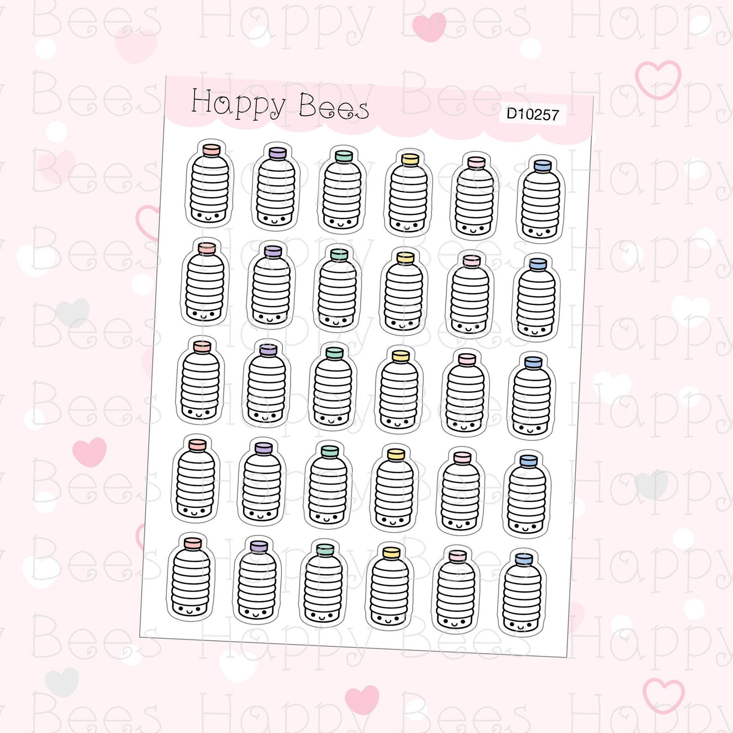 Hydration Doodle Trackers - Cute Water Bottle Planner Stickers D10257