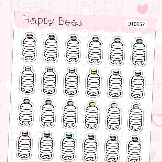 Hydration Doodle Trackers - Cute Water Bottle Planner Stickers D10257