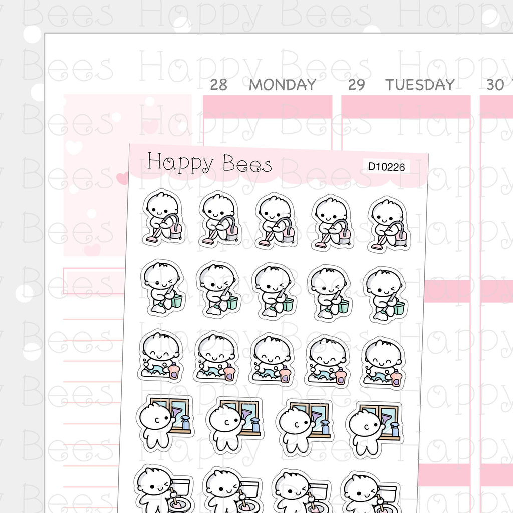 Chores Doodles Vol. 1 - Cute Cleaning Housework Planner Stickers D10226