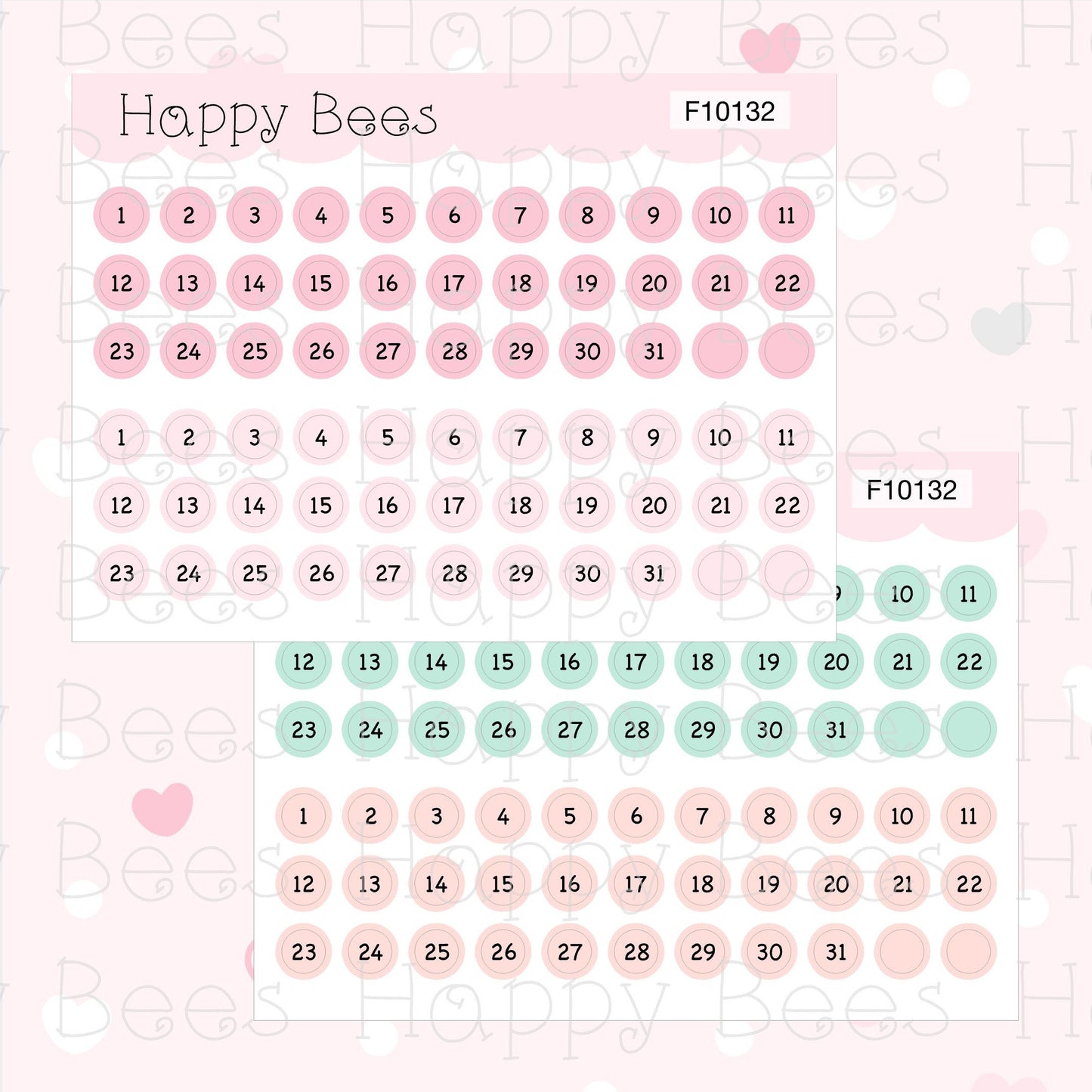 Mini Monthly Date Dots - Functional Cute Hobonichi Weeks Planner Stickers F10132