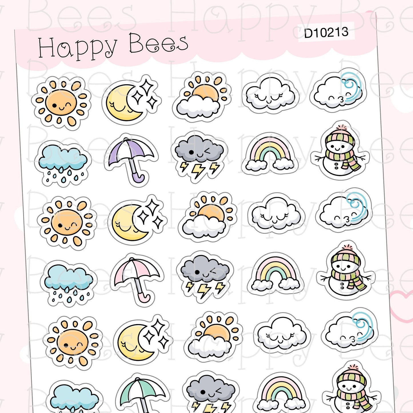 Weather Doodles - Cute Functional Planner Stickers D10213