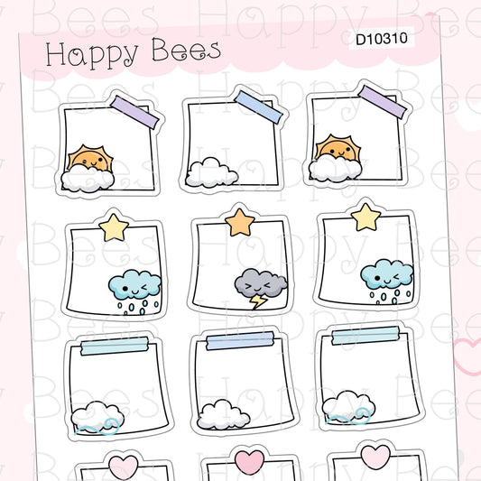 Weather Sticky Notes - Cute Functional Doodles Planner Stickers D10310