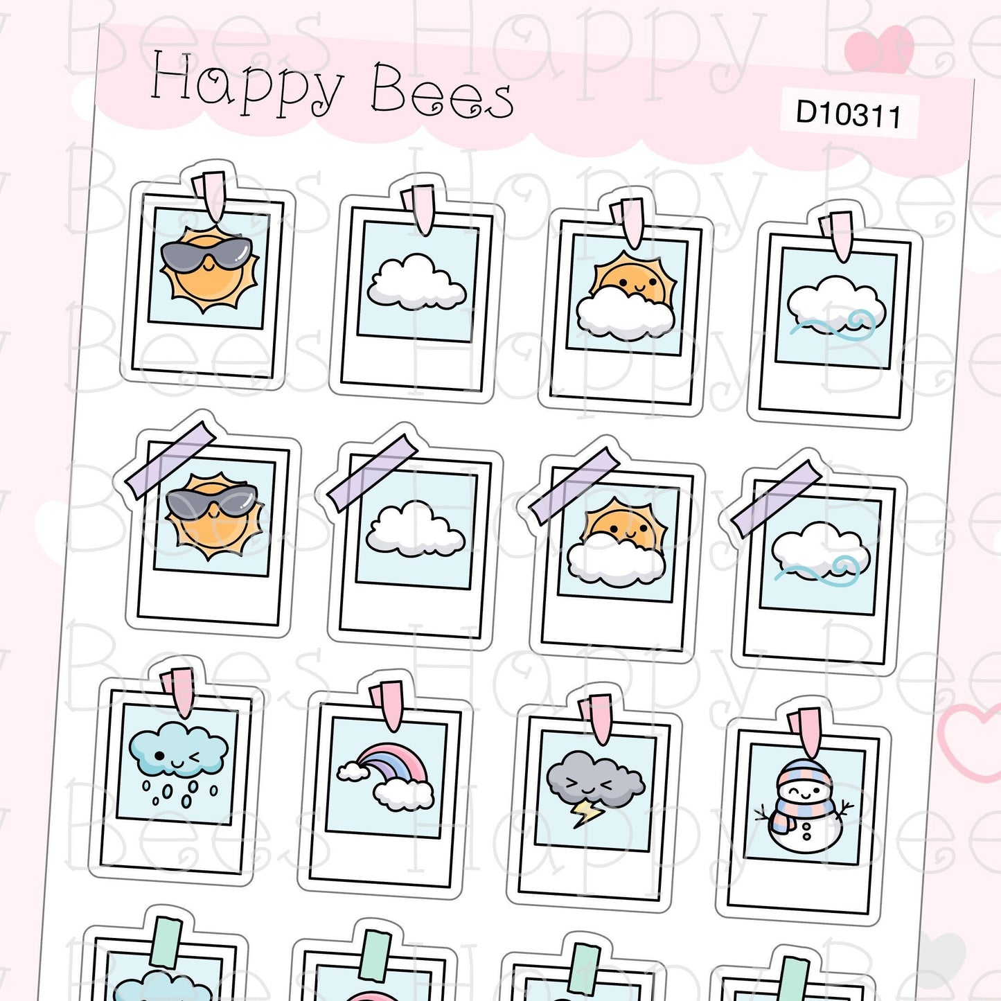 Weather Photo Doodles - Cute Functional Planner Stickers D10311