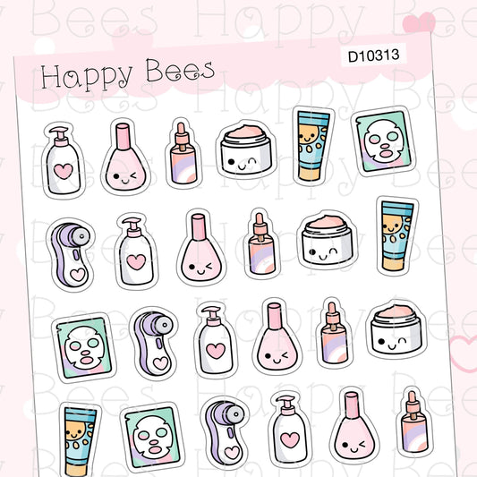 Skincare Doodles - Cute Beauty Planner Stickers D10313