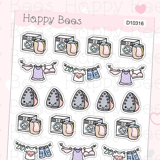 Laundry Doodles Vol. 2 - Cute Chores Housework Planner Stickers D10316
