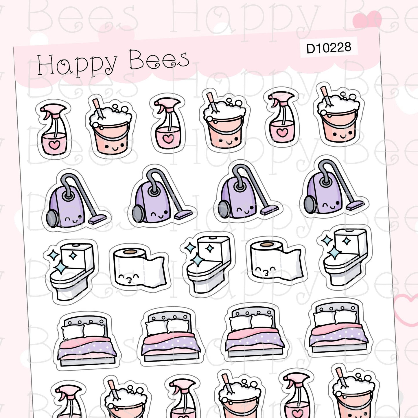 Chores Doodles Vol. 2 - Cute Cleaning Housework Planner Stickers D10228