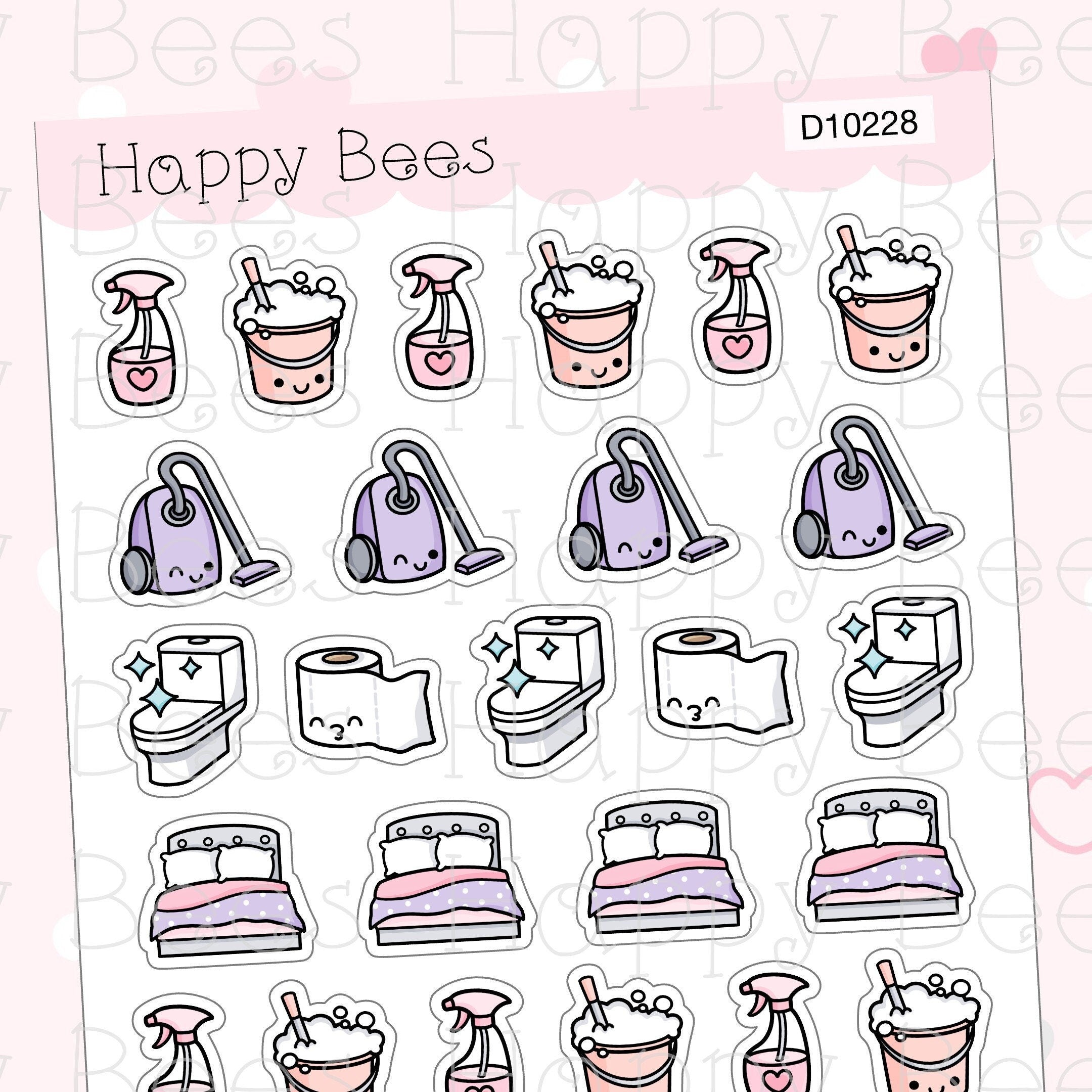 Chores Doodles Vol. 2 - Cute Cleaning Housework Planner Stickers D10228