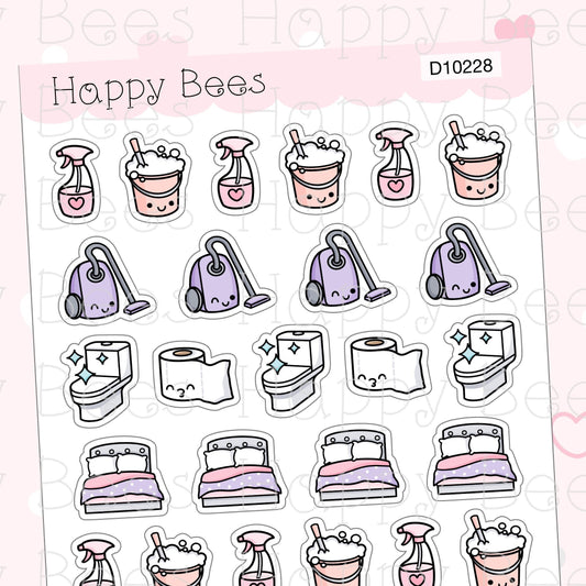 Chores Doodles Vol. 2 - Cute Cleaning Housework Planner Stickers D10228