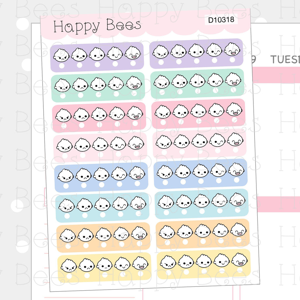 Daily Mood Tracker Boxes - Cute Doodles Health Planner Stickers D10318