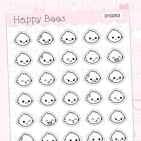 Mood Doodles - Cute Emotion Heads Planner Stickers D10253