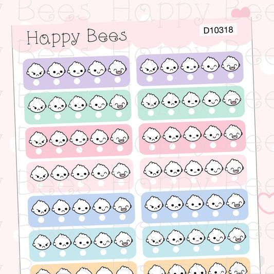 Daily Mood Tracker Boxes - Cute Doodles Health Planner Stickers D10318