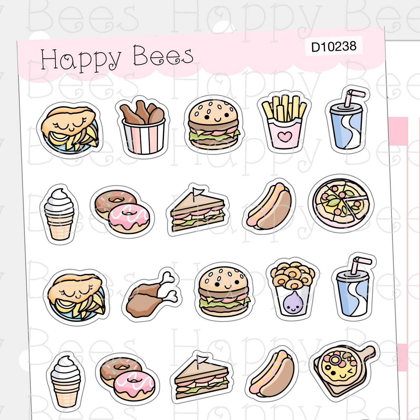 Fast Food Doodles - Cute Takeout Planner Stickers D10238