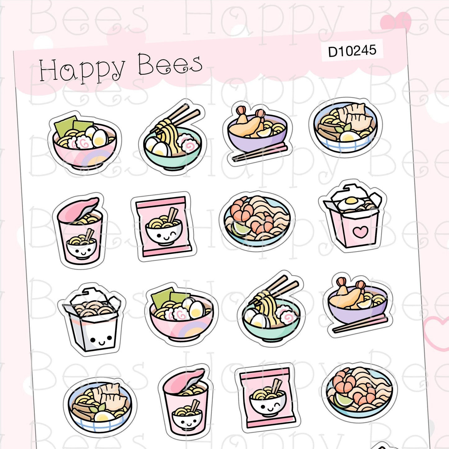 Noodles Doodles - Cute Takeout Ramen Planner Stickers D10245