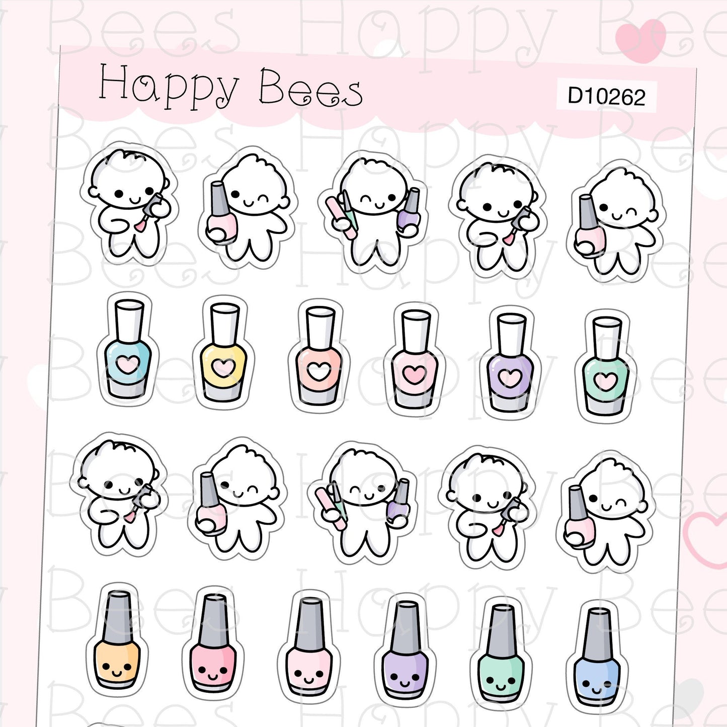 Nail Polish Doodles - Cute Beauty Planner Stickers D10262