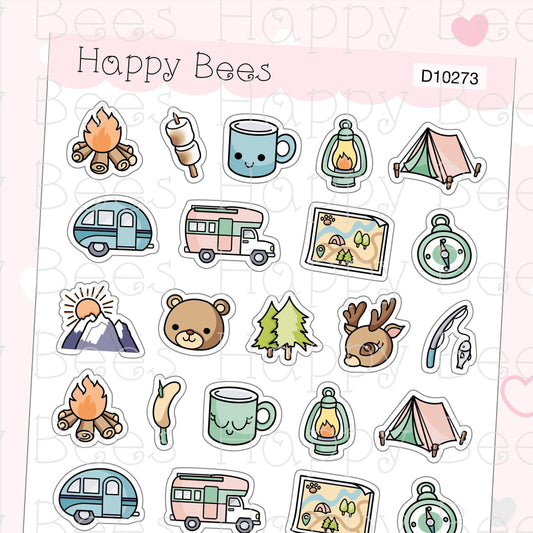 Camping Doodles - Cute Holiday Planner Stickers D10273