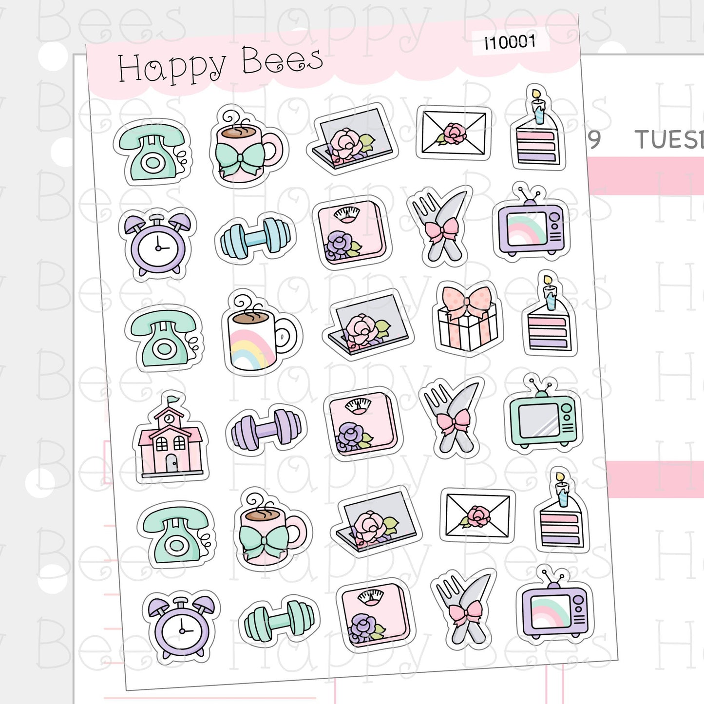 Everyday Icons Vol.1 - Functional Cute Doodles Planner Stickers I10001