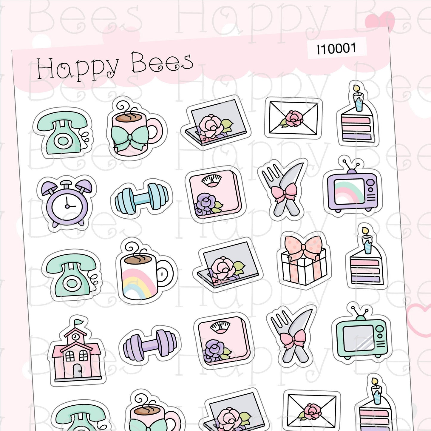 Everyday Icons Vol.1 - Functional Cute Doodles Planner Stickers I10001