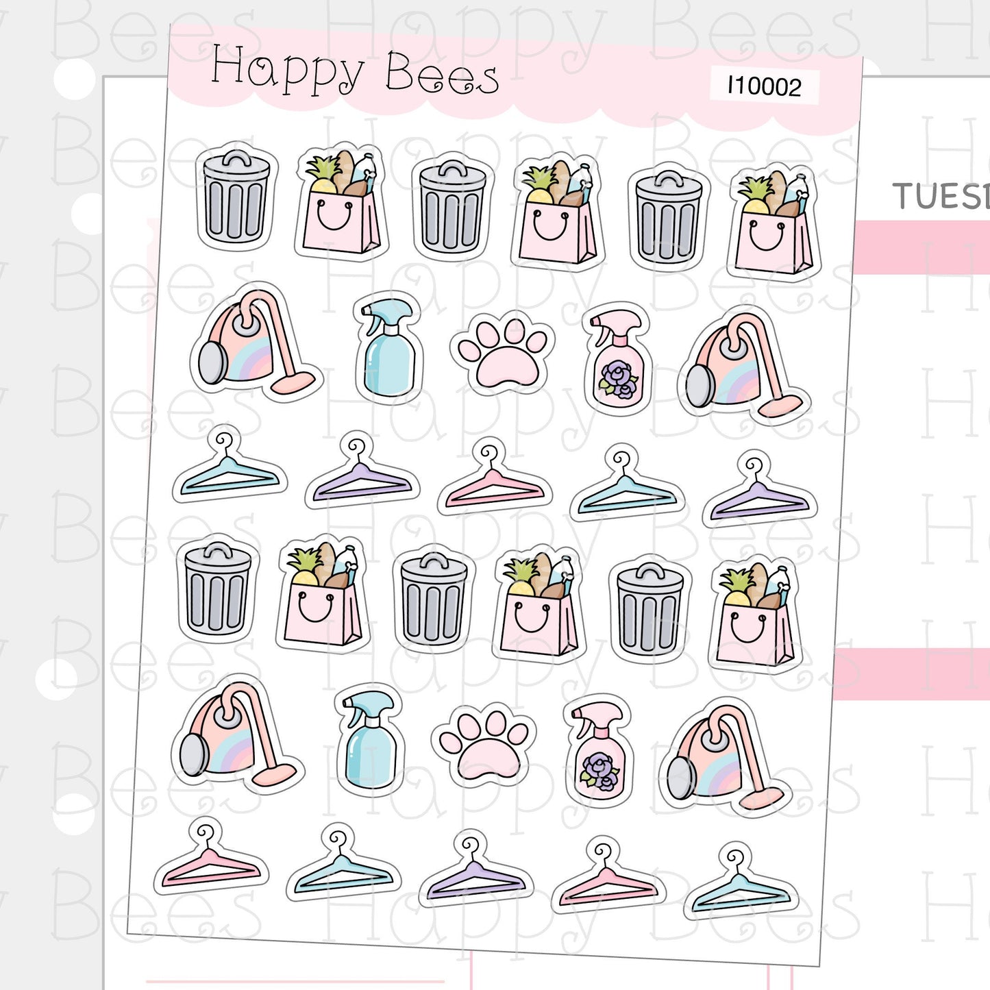 Chores Icons Vol.1 - Functional Cute Doodles Planner Stickers I10002