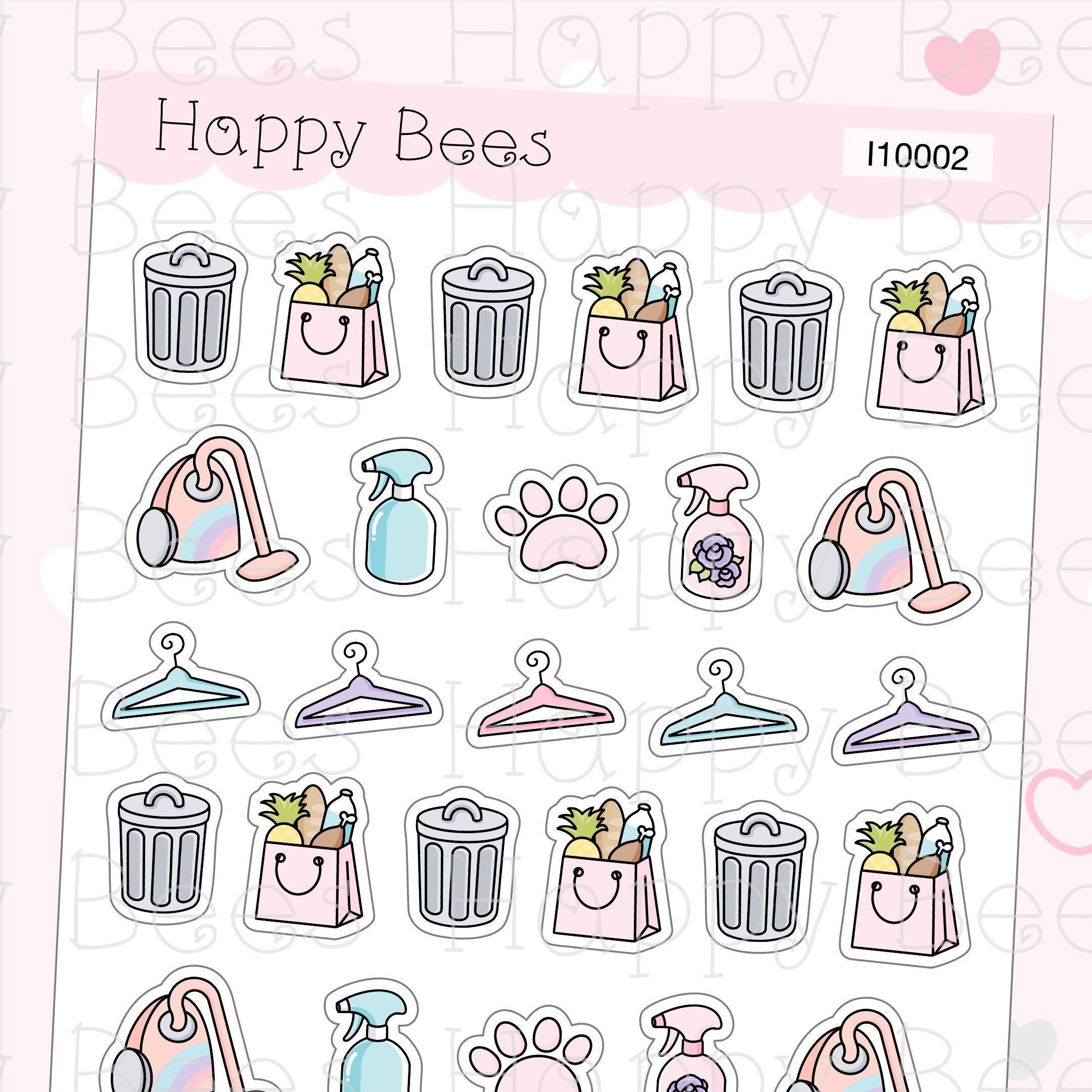 Chores Icons Vol.1 - Functional Cute Doodles Planner Stickers I10002