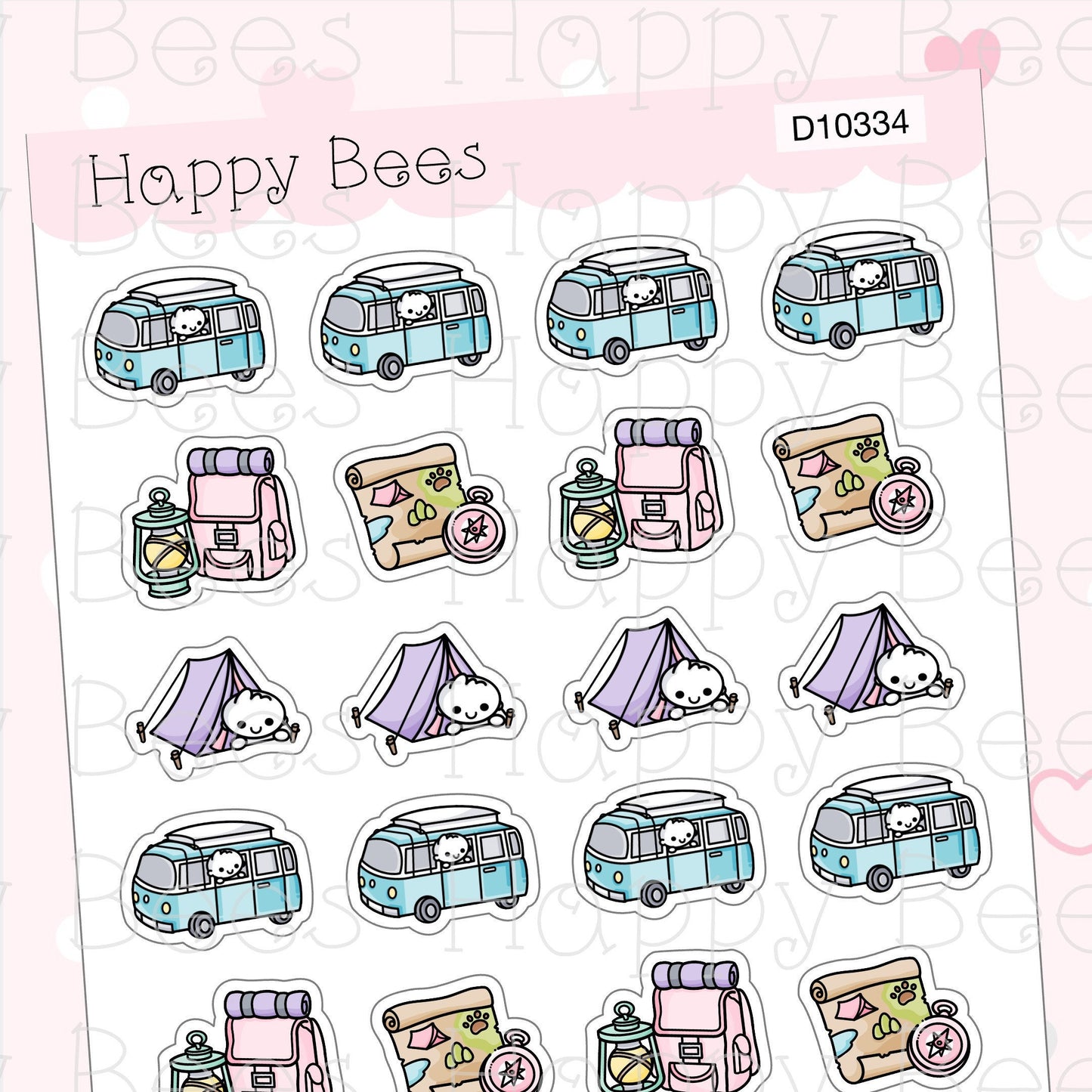 Camping Doodles Vol. 2 - Cute Summer Planner Stickers D10334