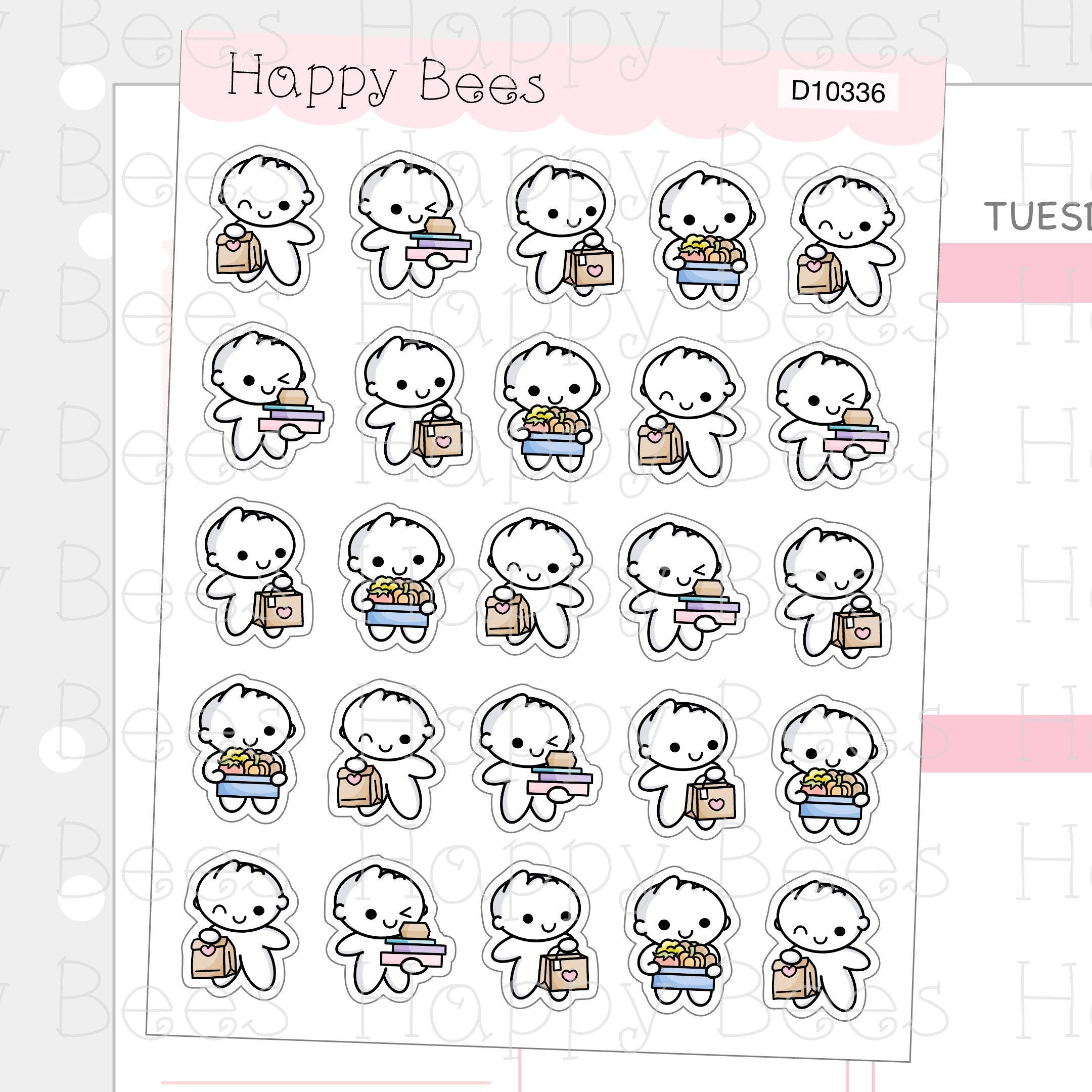 Food Delivery Doodles - Cute Courier Grocery Takeaway Planner Stickers D10336