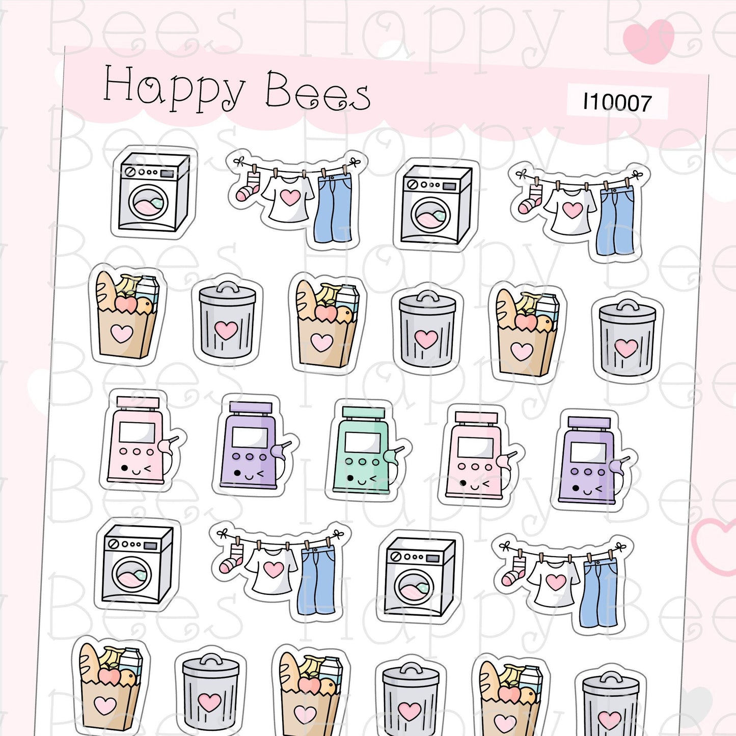 Mini Chores Icons - Functional Cute Doodles Planner Stickers I10007